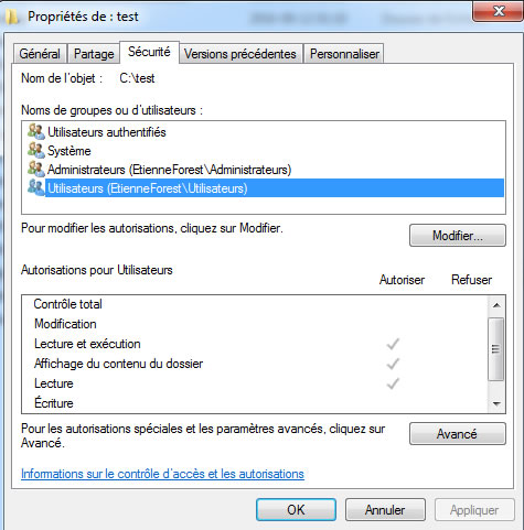 Permissions NTFS