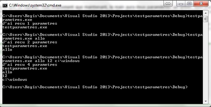 Tests d'un programme avec paramètres